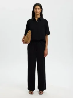 SLWLUISA MW WIDE LINEN BLEND PANT N