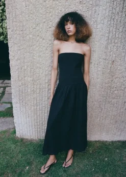 Strapless dress with broderie angla
