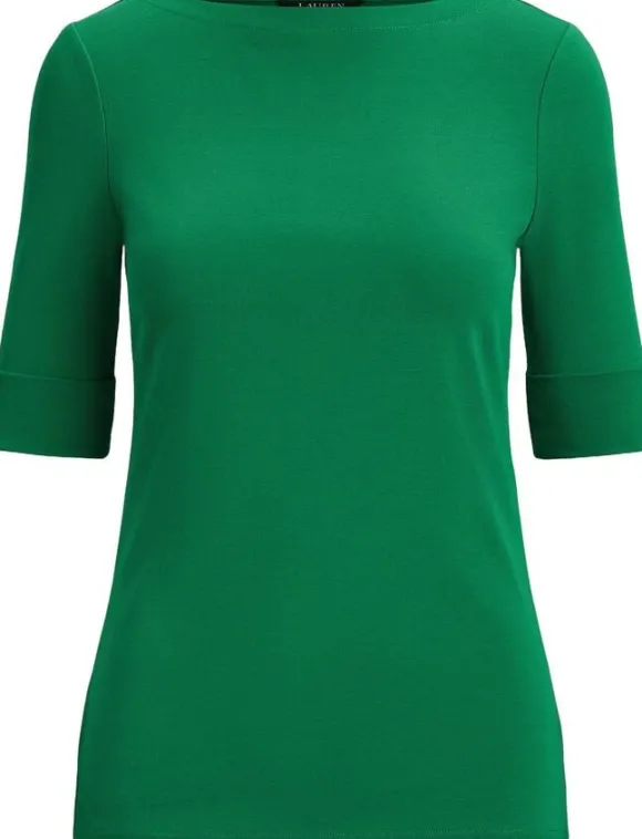 Stretch Cotton Boatneck Tee