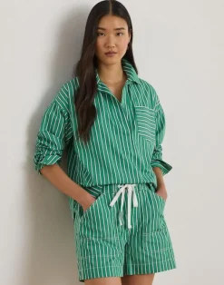 Striped Cotton Broadcloth Cropped Shirt
