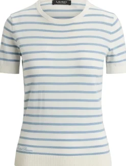 Striped Cotton Short-Sleeve Sweater
