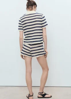 Striped crochet shorts