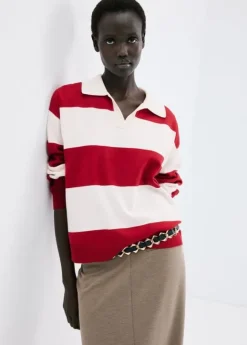Striped polo-neck sweater