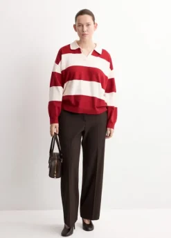 Striped polo-neck sweater