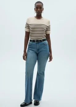 Striped short-sleeved sweater
