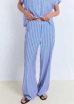 Stripe-print straight trousers
