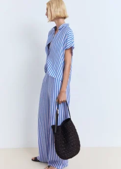 Stripe-print straight trousers