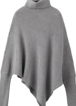 Sweater with asymmetrical roll neck