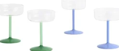 Tint Coupe Glass-Set of 2-Clear and jade light blue