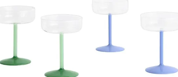 Tint Coupe Glass-Set of 2-Clear and jade light blue