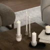 Travertine Candleholder mini taper, S, Desert beige, 2-pack,