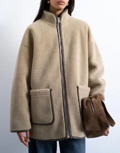 TSARIA HIGH NECK TEDDY JACKET