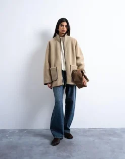 TSARIA HIGH NECK TEDDY JACKET