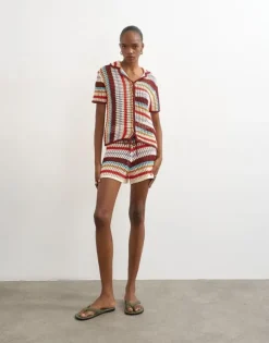 TSKAIA HR CROCHET STRIPPED KNIT SHO