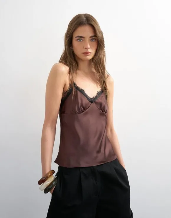 TSNAOMI LACE TRIM SATIN CAMI TOP WV