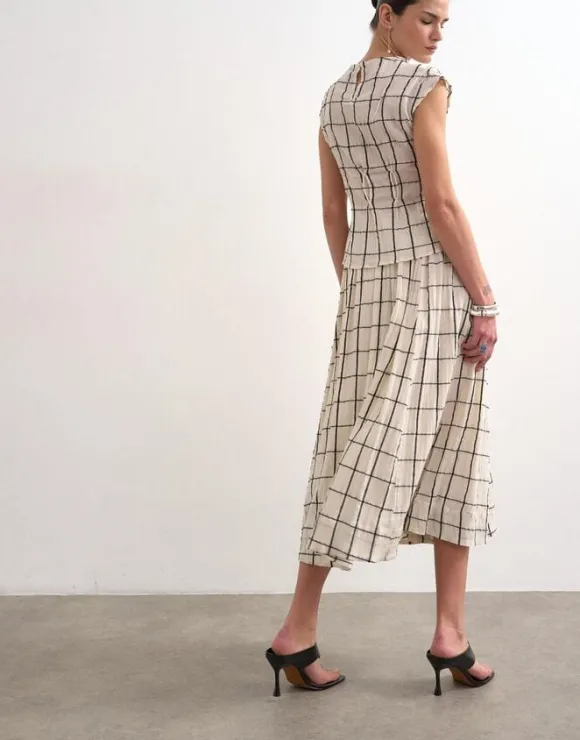 TSSALLY LW ANKLE SKIRT WVN WH