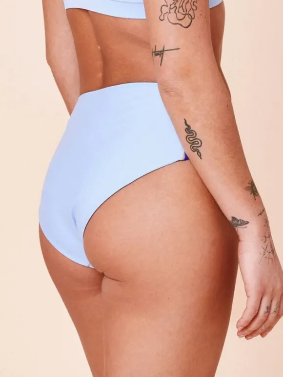 Ubud Colorblock high-waisted bikini bottom - Clear/Cartel Blue
