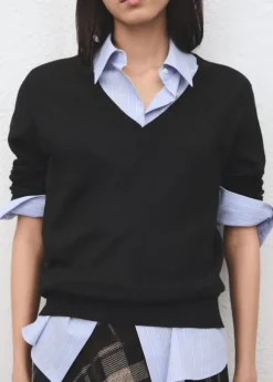 V-neck knit sweater