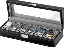 Watch Box 6 Watches Black Synthetic