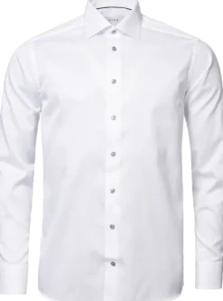 White Twill Shirt Grey Details - Slim Fit