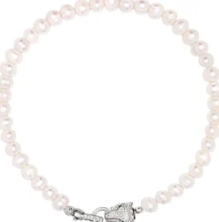 Women's Pearl Choker with Silver Panther Head