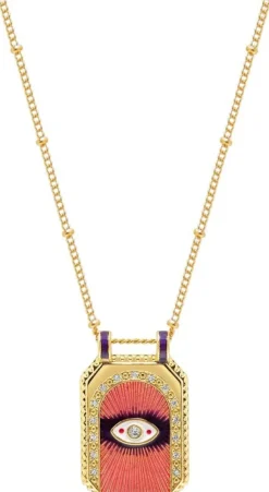 Women's Pink Evil Eye Pendant Necklace