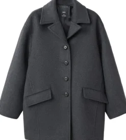 Wool-blend coat with button fasteni